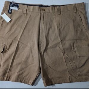 NEW Big Mens Size 48 Roundtree & Yorke Cargo Shorts Cotton (9" Inseam) Camel